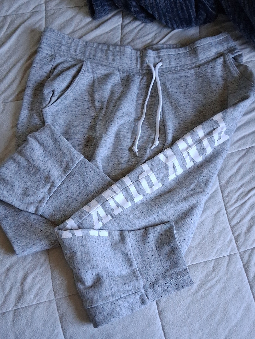 PINK Victoria's Secret Heather Gray Joggers with White Logo